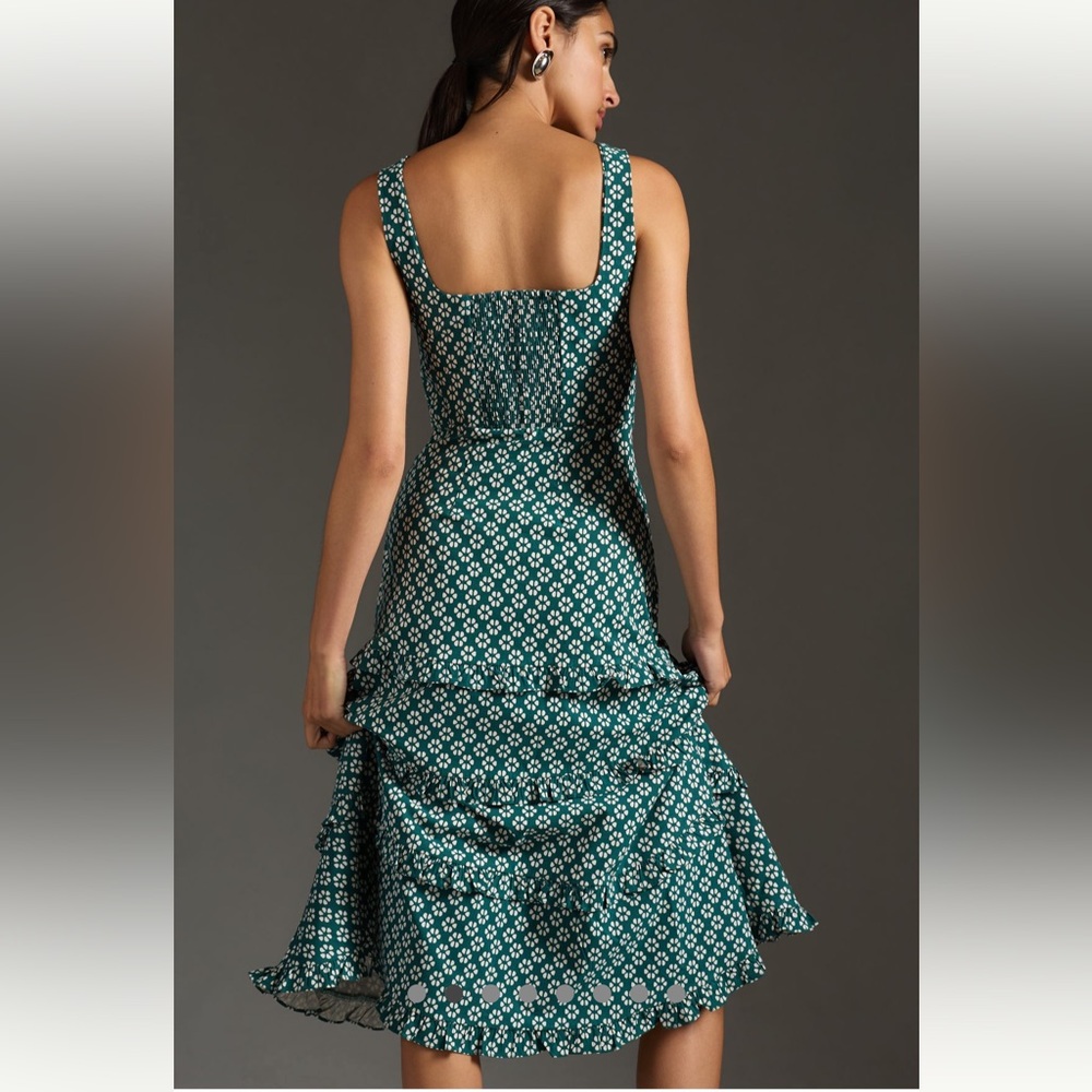 Anthropologie Square Neck Tiered Ruffle Dress - image 2